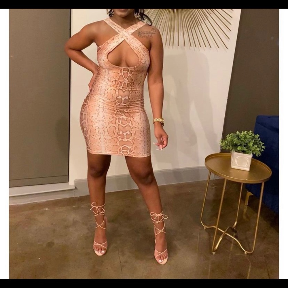Snake print mini dress